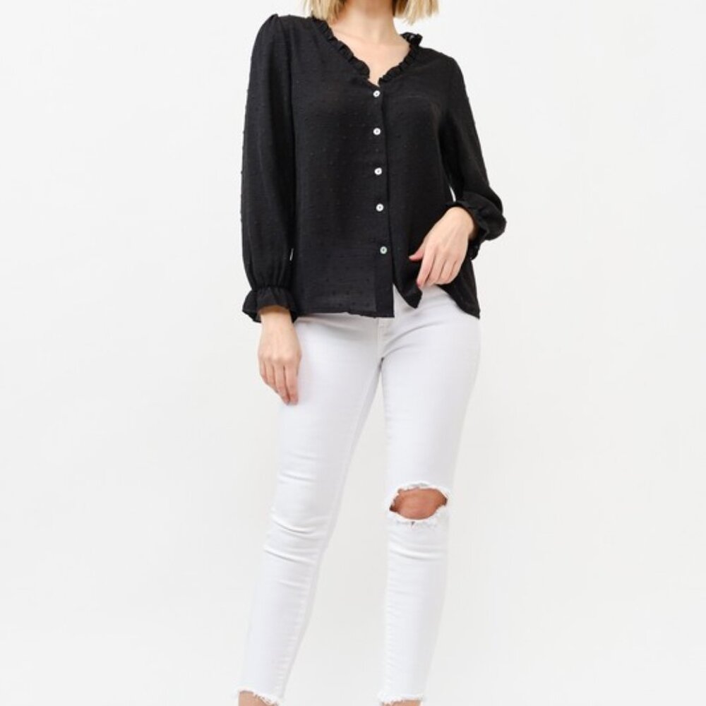 nwt And The Why Polka Dot Ruffle‎ Detailed Blouse Top - Picture 6 of 11